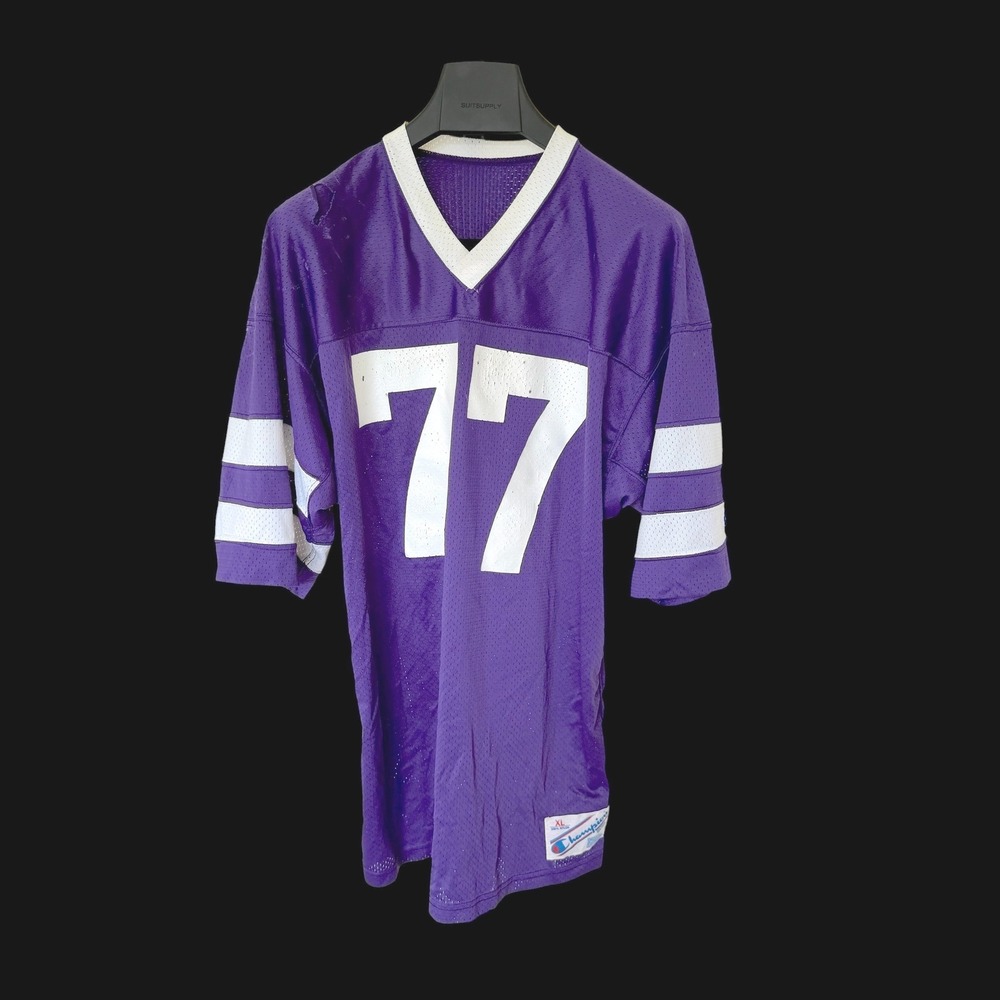 Vintage Champion Football Jersey Purple Mesh #77 XL Distressed USA Made